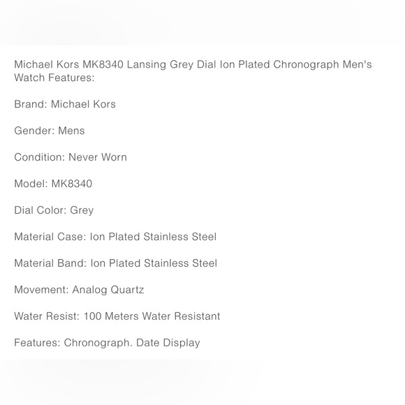 Michael Kors MK8340 Lansing Grey Dial Ion Plated Chronograph Men's - Picture 15 of 15